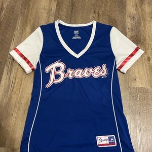 Majestic Blue Atlanta Braves Patch Jersey